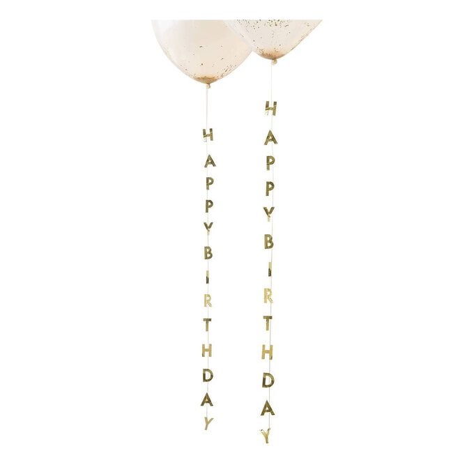 Ginger Ray Gold Birthday Balloon Tails 5 Pack image number 1