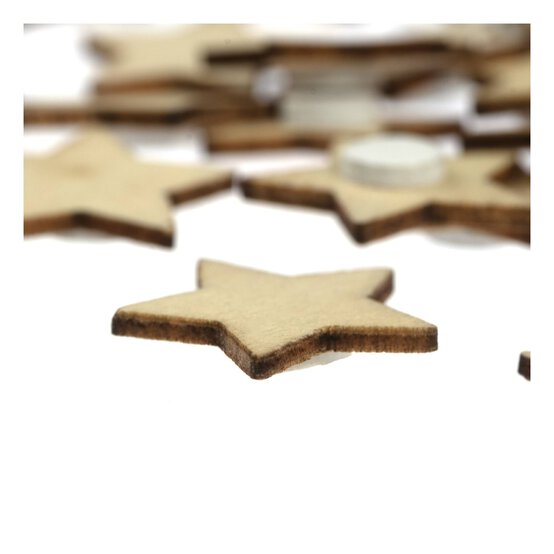 Natural Wooden Star Embellishments 30 Pack  image number 3