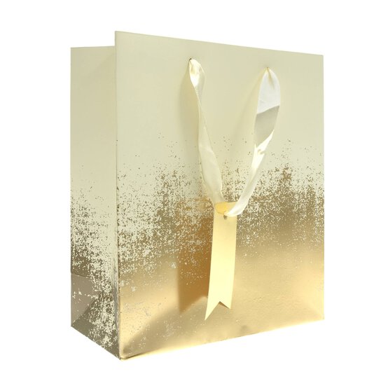 Gold and Cream Distressed Gift Bag 26.5cm x 33cm image number 1