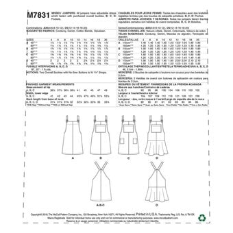 McCall’s Pinafore Dress Sewing Pattern M7831 (12-20)