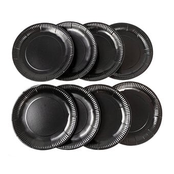 Charcoal Black Paper Plates 8 Pack