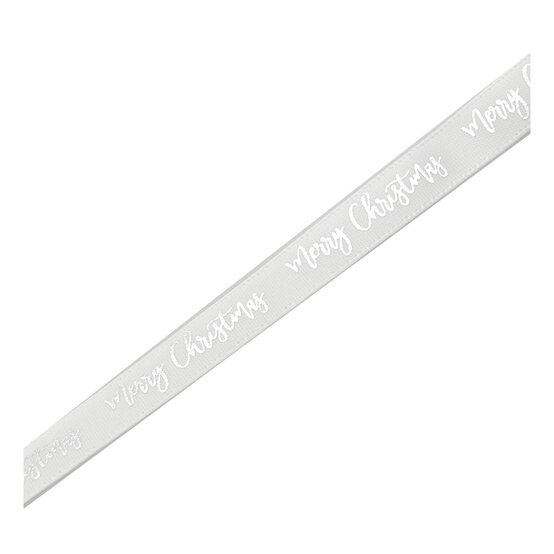 Silver Merry Christmas Printed Ribbon 10mm x 3m image number 4