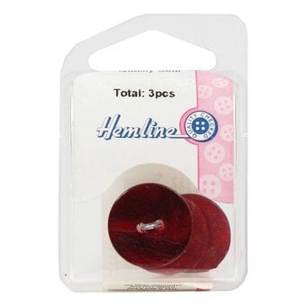 Hemline Red Shell Mother of Pearl Button 3 Pack
