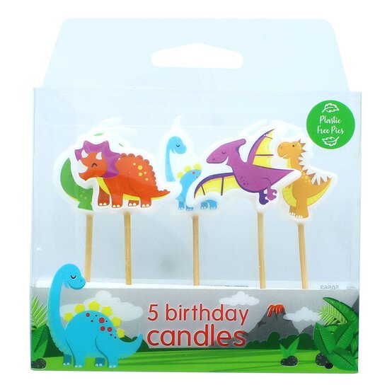 Dinosaur Birthday Candles 5 Pack image number 1