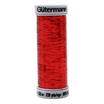 Gutermann Red Metallic Sliver Embroidery Thread 200m (8014)