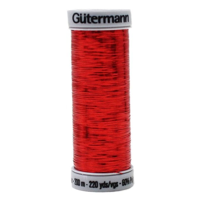 Gutermann Red Metallic Sliver Embroidery Thread 200m (8014) image number 1
