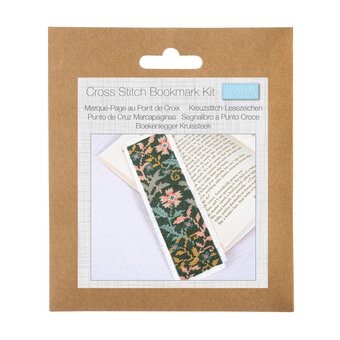 Trimits Floral Woodblock Cross Stitch Bookmark Kit