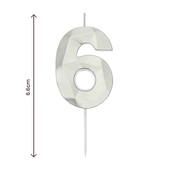Whisk Silver Faceted Number 6 Candle image number 4