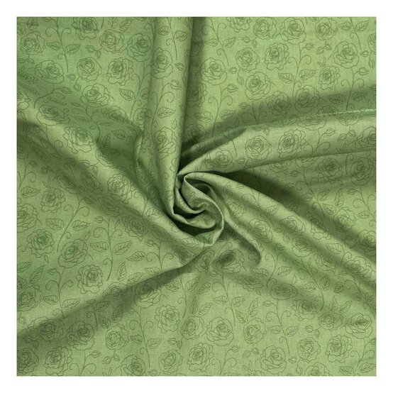 Lime Cotton Rose Blender Fabric by the Metre image number 1