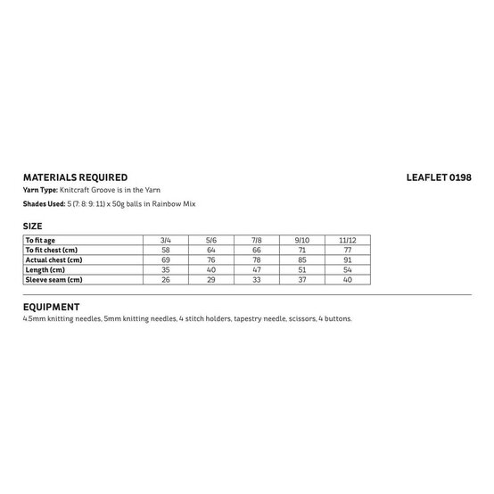 Knitcraft Kids' Double Breasted Cardigan Digital Pattern 0198 image number 2