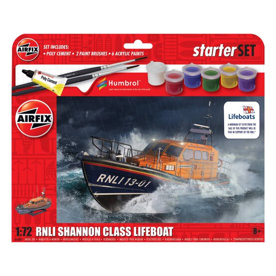 Airfix RNLI Shannon Class Lifeboat Model Starter Set 1:72 image number 1