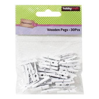 White Wooden Pegs 30 Pack
