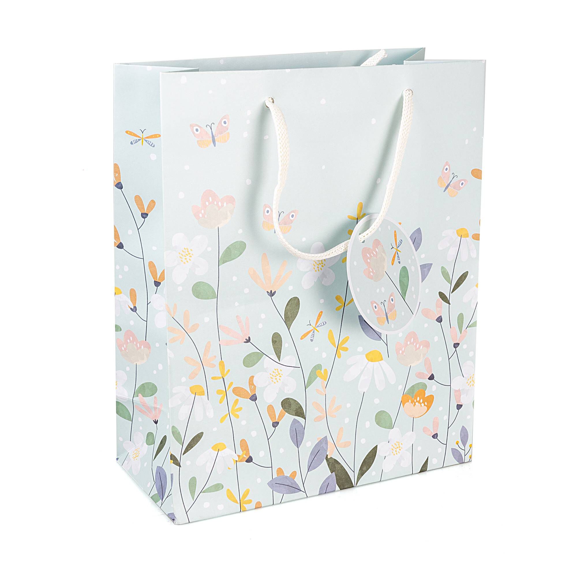 Delicate Flowers Birthday Wishes Gift Bag 29cm x 22cm Hobbycraft
