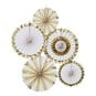 Ginger Ray White and Gold Fan Decorations 5 Pack image number 1