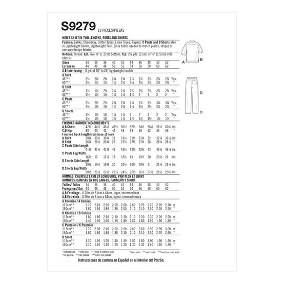 Simplicity Men’s Separates Sewing Pattern S9279 (44-52) image number 2