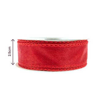 Red Wire Edge Organza Ribbon 25mm x 3m image number 3