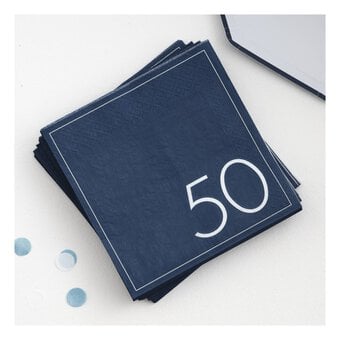 Ginger Ray Navy 50th Birthday Napkins 16 Pack image number 2