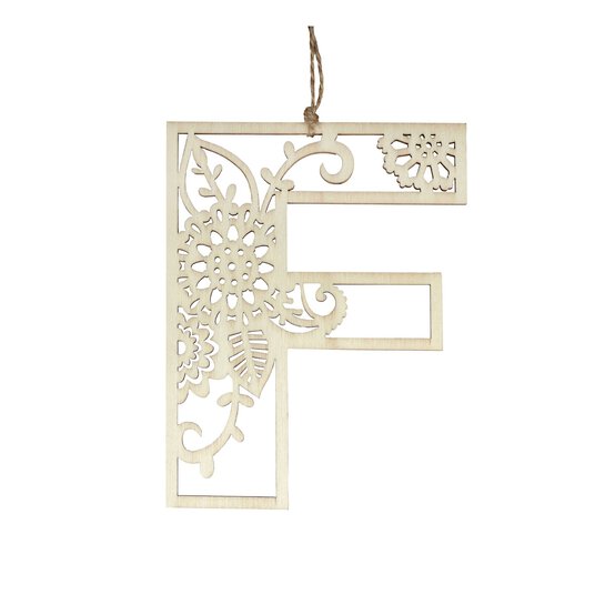 Wooden Filigree Hanging Letter F 12cm image number 2