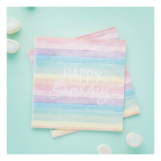Eco Birthday Rainbow Napkins 16 Pack image number 3