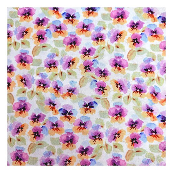 Watercolour Pansies Cotton Fabric by the Metre image number 2