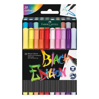 Faber-Castell Assorted Black Edition Brush Pen 20 Pack