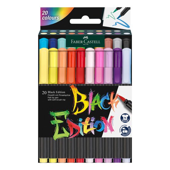 Faber-Castell Assorted Black Edition Brush Pen 20 Pack image number 1