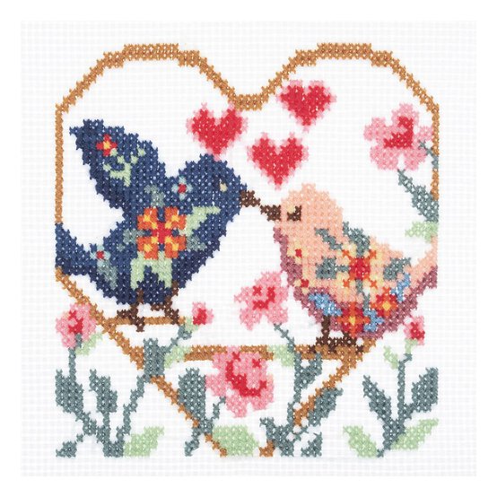 Trimits Love Birds Mini Cross Stitch Kit 13cm x 13cm image number 2