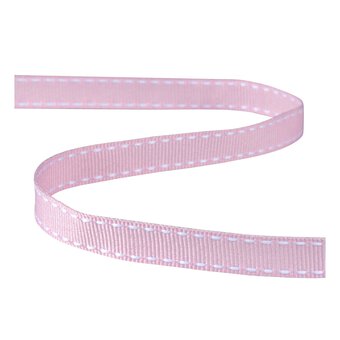 Baby Pink Grosgrain Running Stitch Ribbon 9mm x 5m