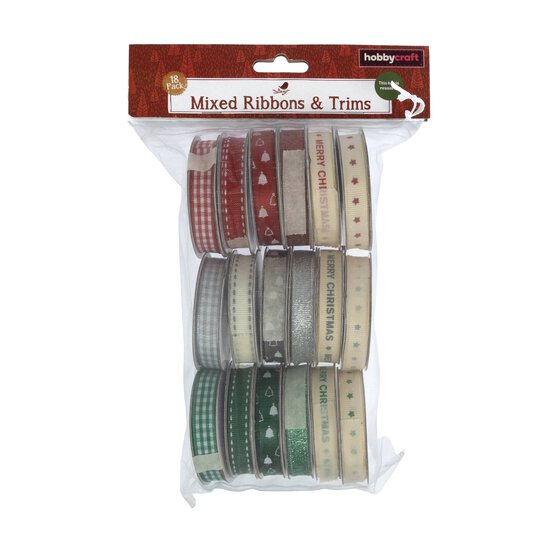 Mixed Christmas Ribbons and Trims 2m 18 Pack  image number 5