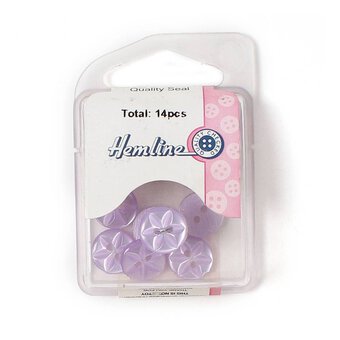 Hemline Lilac Basic Star Button 14 Pack
