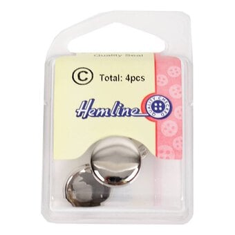 Hemline Silver Metal Blazer Button 4 Pack