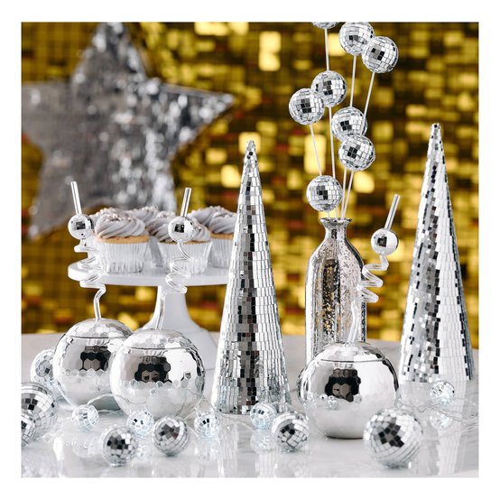 Silver Mirror Ball Drinking Jar 500ml  image number 3