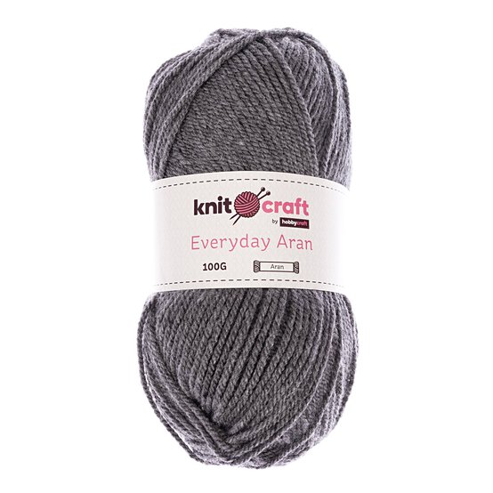 Knitcraft Dark Grey Everyday Aran Yarn 100g image number 1