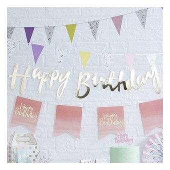 Ginger Ray Gold Happy Birthday Bunting 1.5m image number 2