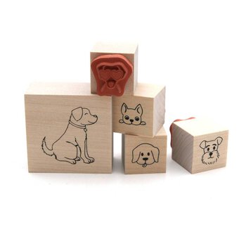Cute Dogs Wooden Stamp Set 5 Pieces