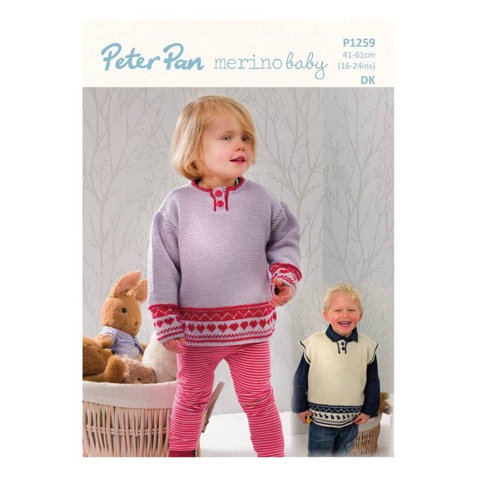 Peter Pan Baby Merino Sweater and Slipover Digital Pattern P1259 image number 1