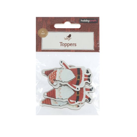 Santa Wooden Toppers 4 Pack image number 5