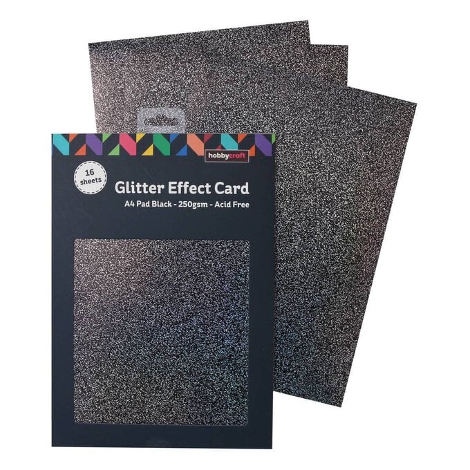 Black Glitter Effect Card A4 16 Sheets