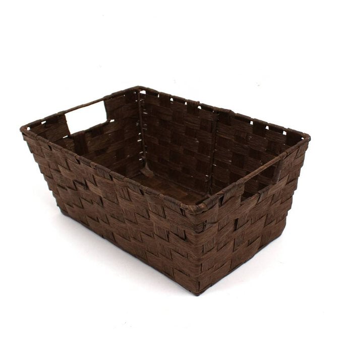 Chocolate Brown Paper Storage Basket 33cm x 23cm x 14cm image number 1