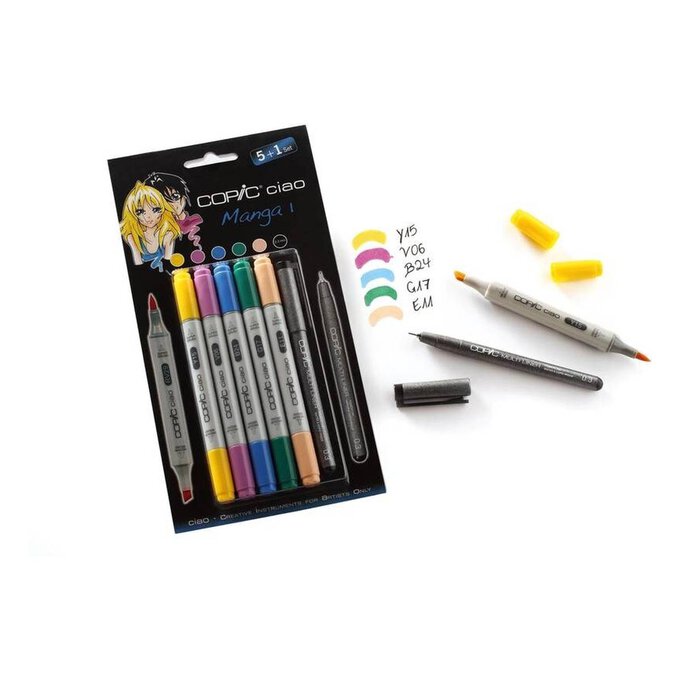 Copic Ciao Twin Tip Manga 1  Markers 6 Pack image number 1
