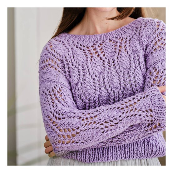 Knitcraft Chunky Pointelle Lace Jumper Digital Pattern 0292 image number 3