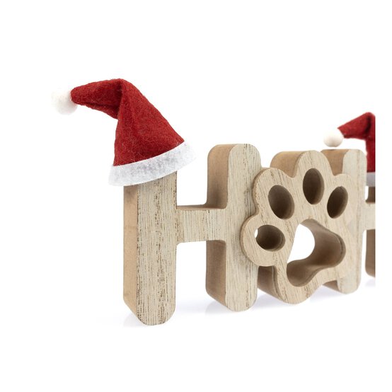Wooden Paw Ho Ho Ho Decoration 30cm image number 4