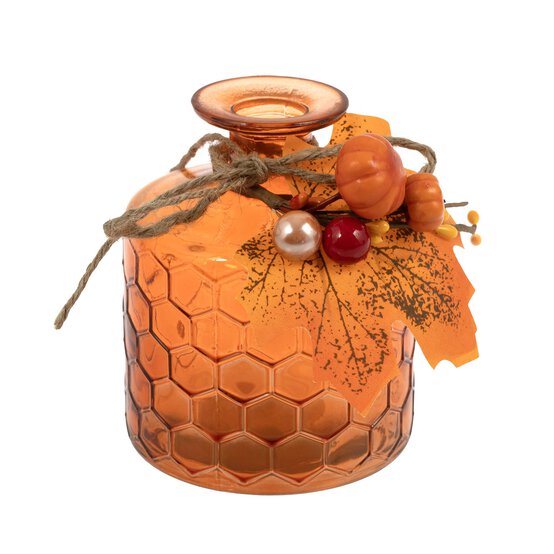 Orange Pumpkin Glass Vase 12cm  image number 3