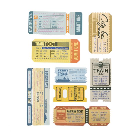 Retro Ticket Card Toppers 8 Pack image number 1