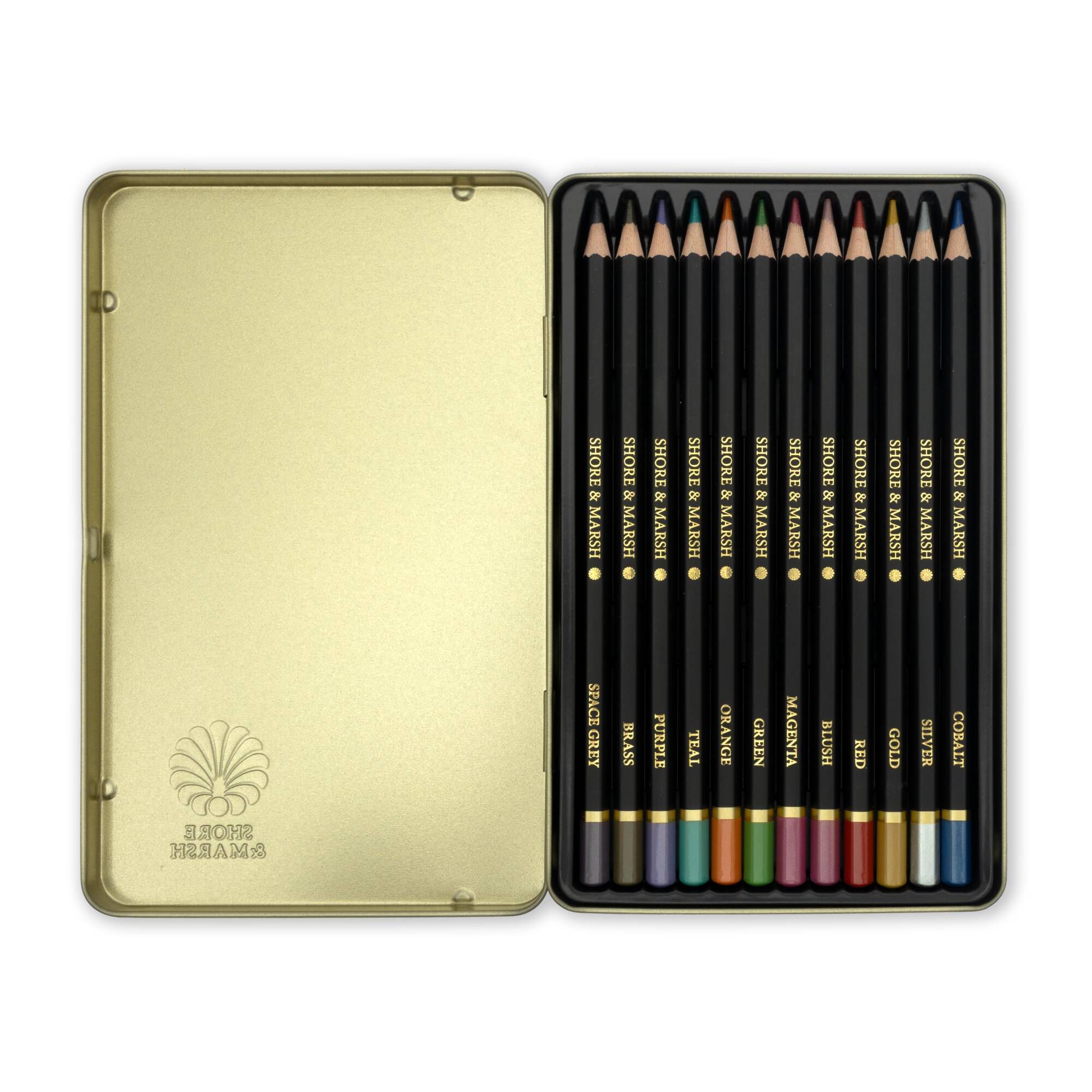 Shore & Marsh Metallic Colouring Pencils 12 Pack Hobbycraft