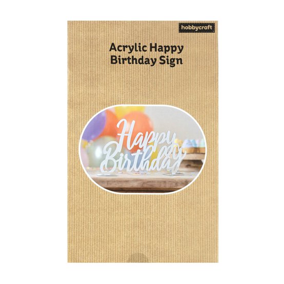 Silver Acrylic Happy Birthday Sign 32cm x 20cm image number 4