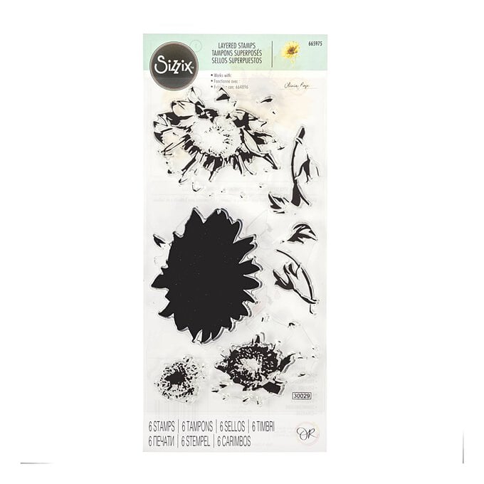 Sizzix Sunflower Stem Layered Stamp Set 6 Pieces image number 1