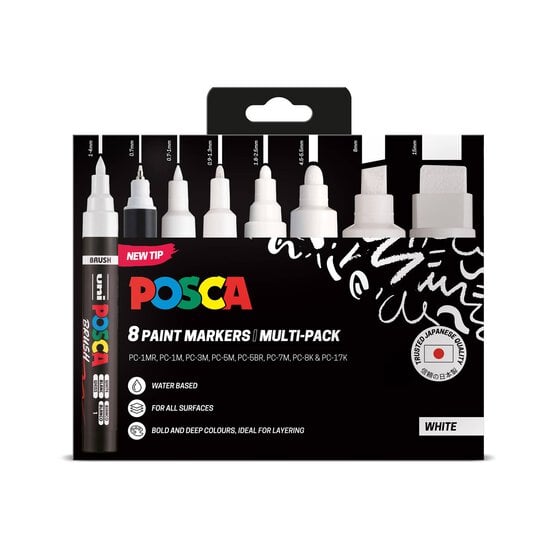 Uni-ball Posca White Multi-Tip Marker Pens 8 Pack image number 1