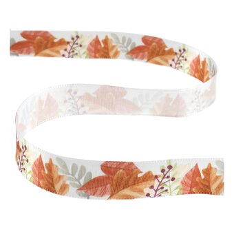 Autumn Leaves Printed Ribbon 15mm x 3m