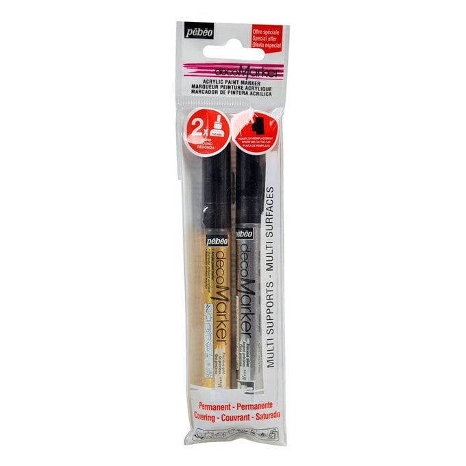 Pebeo Gold and Silver Deco Markers 2 Pack image number 1